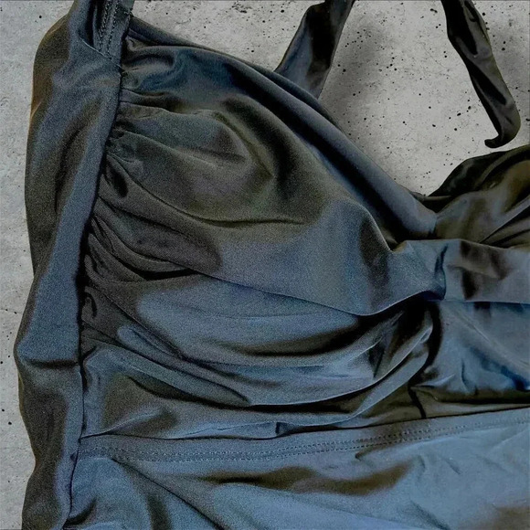 Smismivo New One Piece Swimsuit Size XXXL Black Halter Tummy Control Ruched - Picture 6 of 16